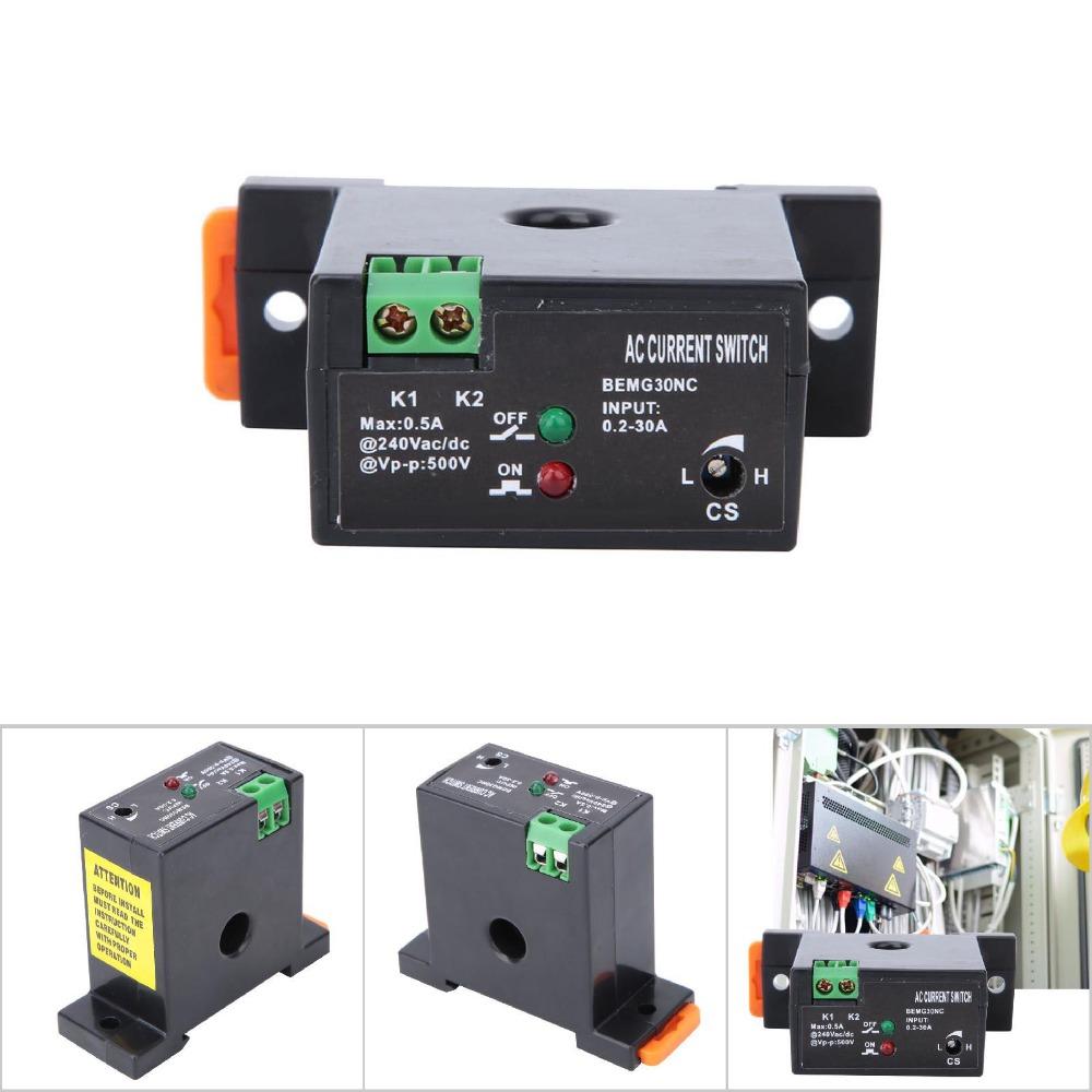 Adjustable 0.2-30A AC Current Switch Normally Open/Normally Closed Self-Powered Current Sensing Switch Flameproof