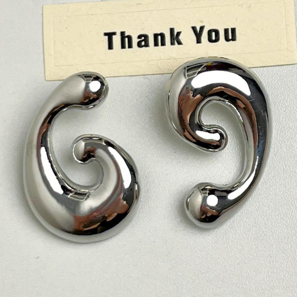 

Temperament Asymmetric C-shaped Circle Earrings Unique Stud Earrings Fashion Accessories серебряный