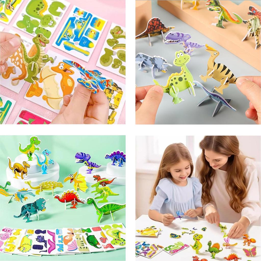 30Pcs/Set 3D Cartoon Puzzles Educational Toys Insect, Dinosaur, Animal, And Vehicle Themes Diy Cardboard Puzzles Montessori Toys