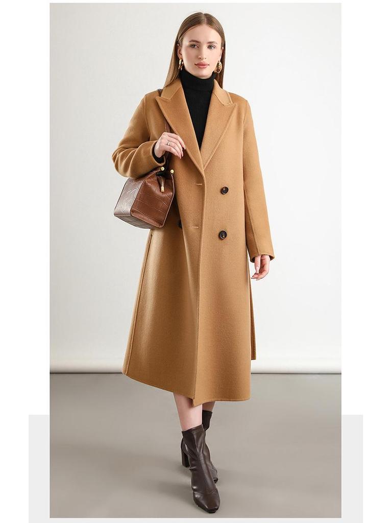 Women's Double-Sided Wool Blend Belted Overcoat for Autumn/Winter 2024
