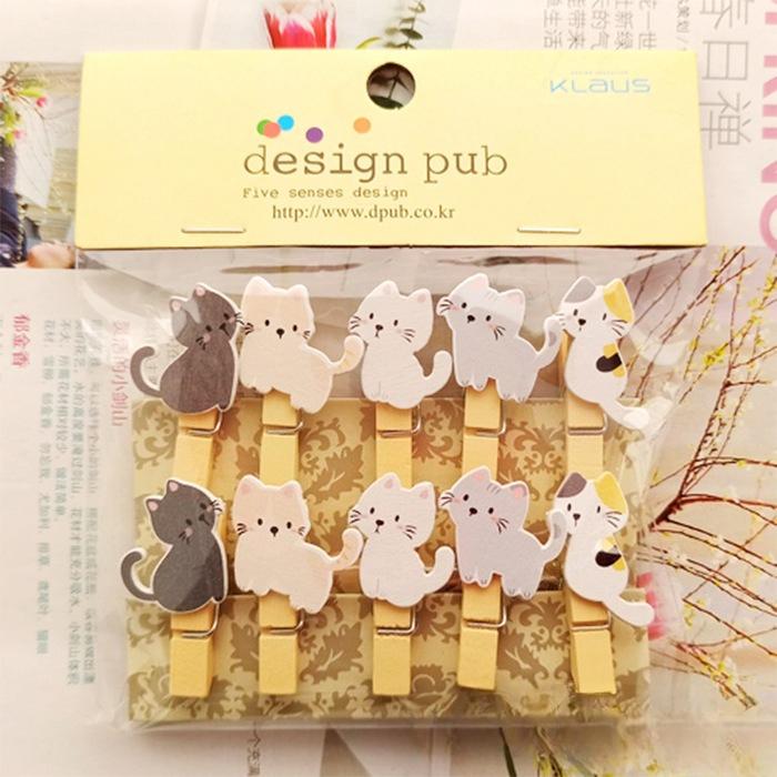Cartoon Cute Cat Hanging Photo Frame Kindergarten Flower Shop Card Small Wooden Clip