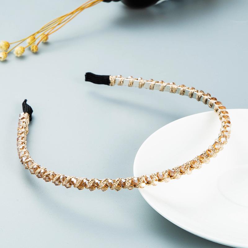 Women Hairband Winding String Crystal Thin Edge Headband Super Flash Party Press Hair Shampoo Headwear