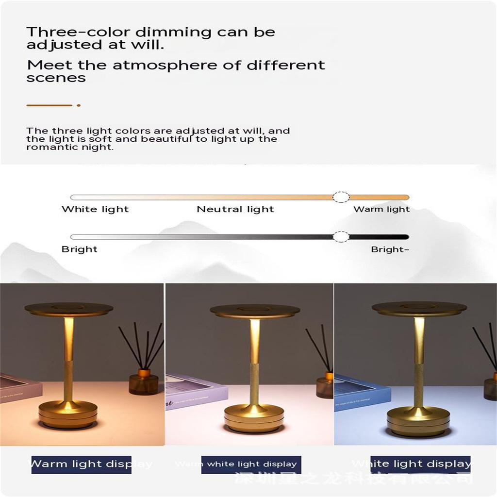 Retro Einfache Schreibtischlampe USB Wiederaufladbar Tragbar 3-Farben-Licht Stufenlose Dimmfunktion Touch Schreibtischlampe Für Restaurant Bar