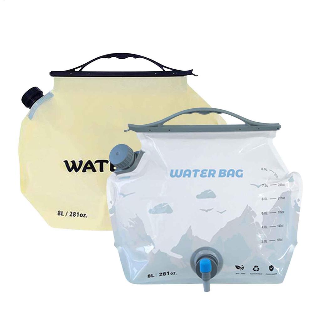 Outdoor Folding Water Bag with Faucet 8L Camping Water Bag Hiking Large Capacity Food Grade Portable Water Storage Bag