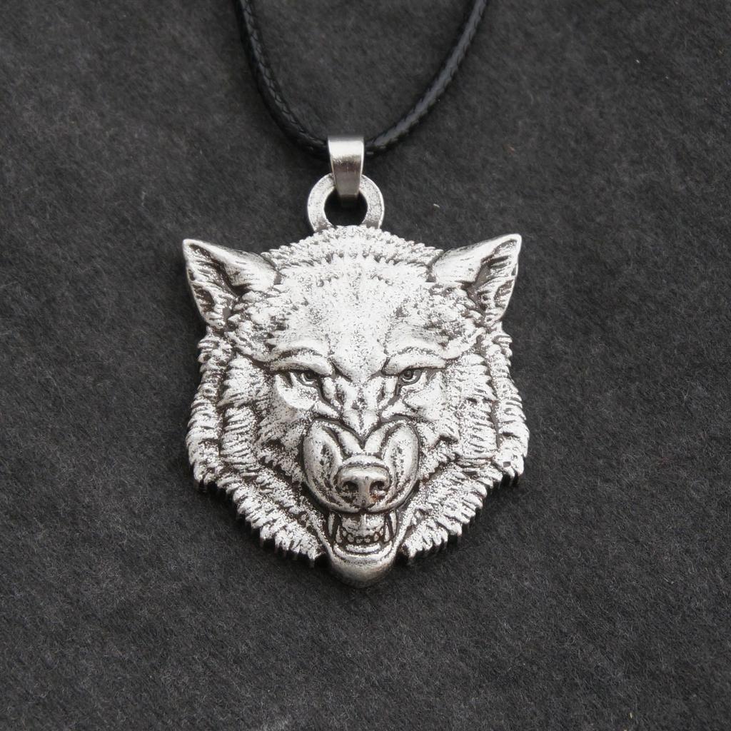 Nordische Mythologie Wolfskopf Halskette für Männer Punk Charm Schmuck Geschenk Wikinger Stil
