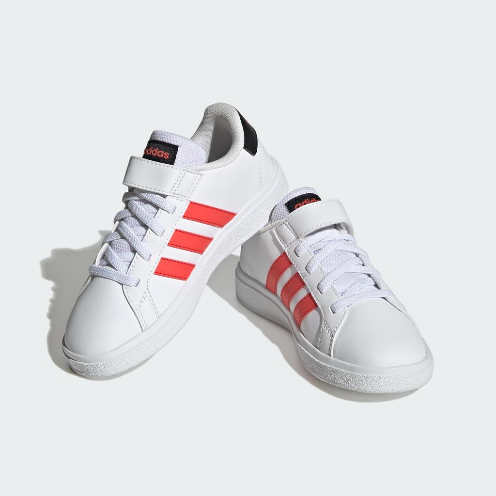 Adidas Grand Court EL Boys and Sizes Size Kids' 2.0 Sneakers, Girls, 17-25.5cm, Unisex, LKK27, Footwear, White/Bright Red/Core Black, 21.5cm (IG4840)