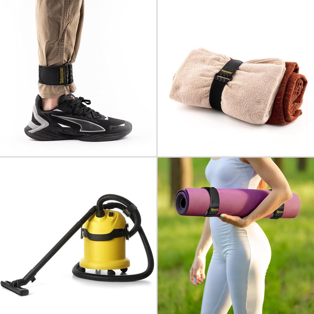 Trilancer Elastic Cable Ties, Velcro, Non-Slip, 5 Size Combo (10 Pack) Hook-and-Loop Storage Straps for Extension Cords, Cables, Ropes, Hoses,