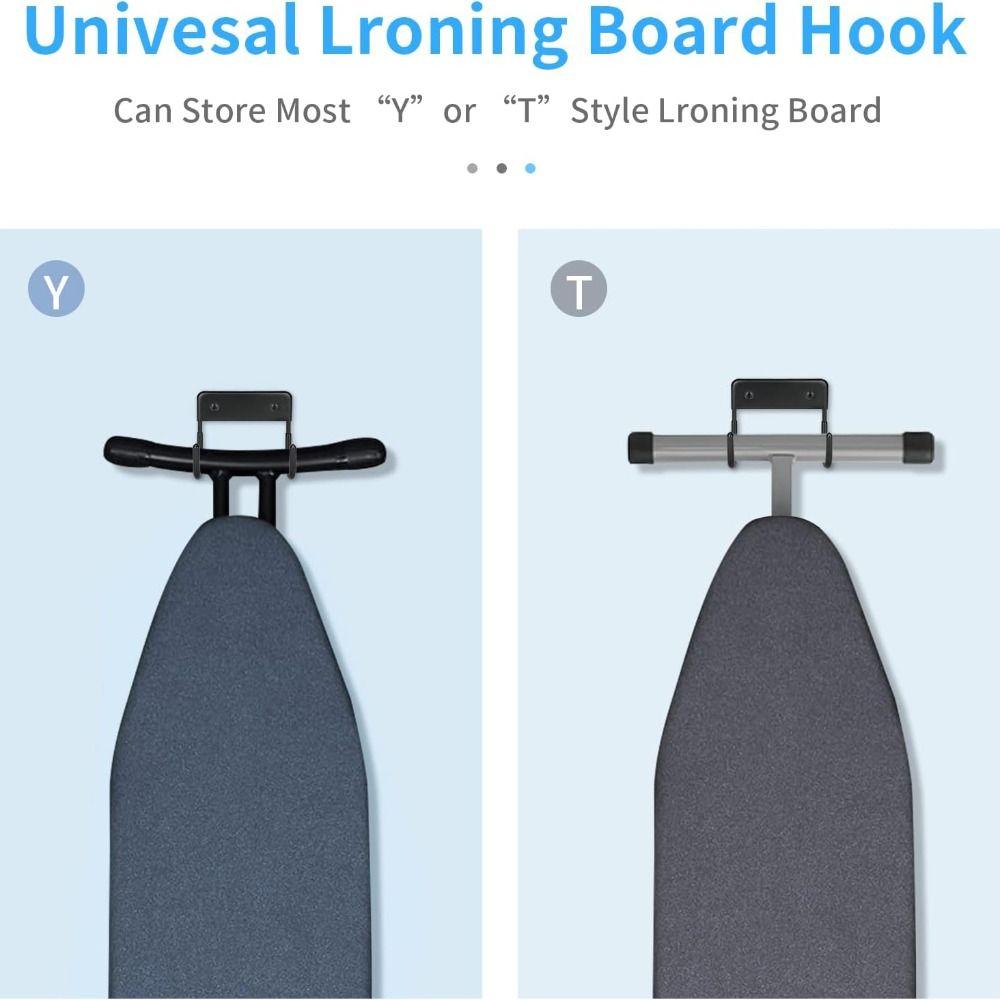 Space Saving Iron Board Wall Mount Dual Hooks Iron Board Holder  Laundry Room Storage