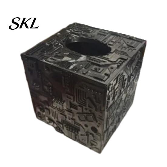 Purple Tissue Box Sci-fi Theme Box, with Smooth Paper Extraction, Large Capacity Cubic Design Matte Gray Holder Organizer, Hard Shell Durable Desktop