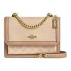 Klare 18 Gold Car and Horse Logo Chain Coated Canvas Shoulder Bag Small Women's Beige