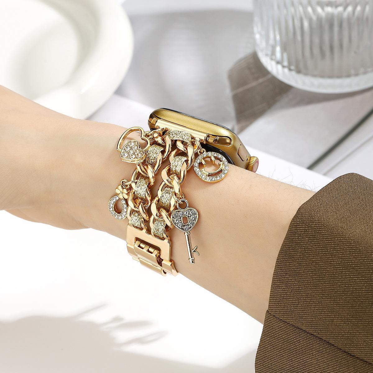 

Metal bracelet For Apple Watch band link women Series 11/8/7/6/10/9 40mm 41mm 38mm 42mm 44mm 45mm 46mm Strap 38mm40mm41mm золотой