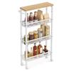 4-Shelf Trolley, Space-Saving Kitchen Cart with Wheels, Steel Frame, Handle, Trolley for Small Spaces, Kitchen Bathroom Living Room Studio