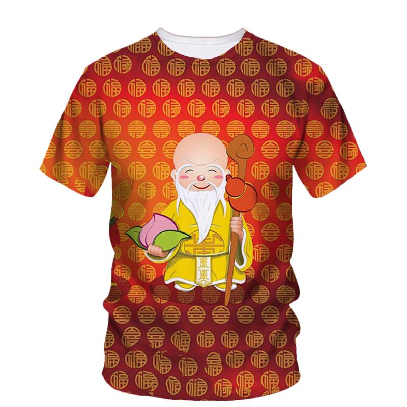 3D God Of Wealth Printing Men T-shirt Chinese New Year Graphic T-shirts For Men Fashion Cool Streetwear Short Sleeve Women Clothes
