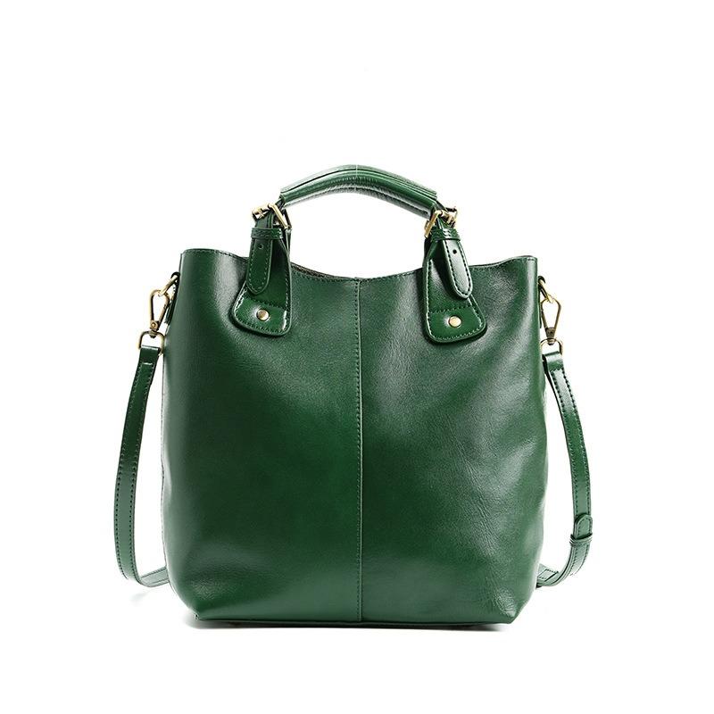 

Сумка-тоут на плечо большой вместимости из коровьей кожи растительного дубления первого слоя, кожаная универсальная сумка-ведро, портативная сумка-мессенджер зелёный