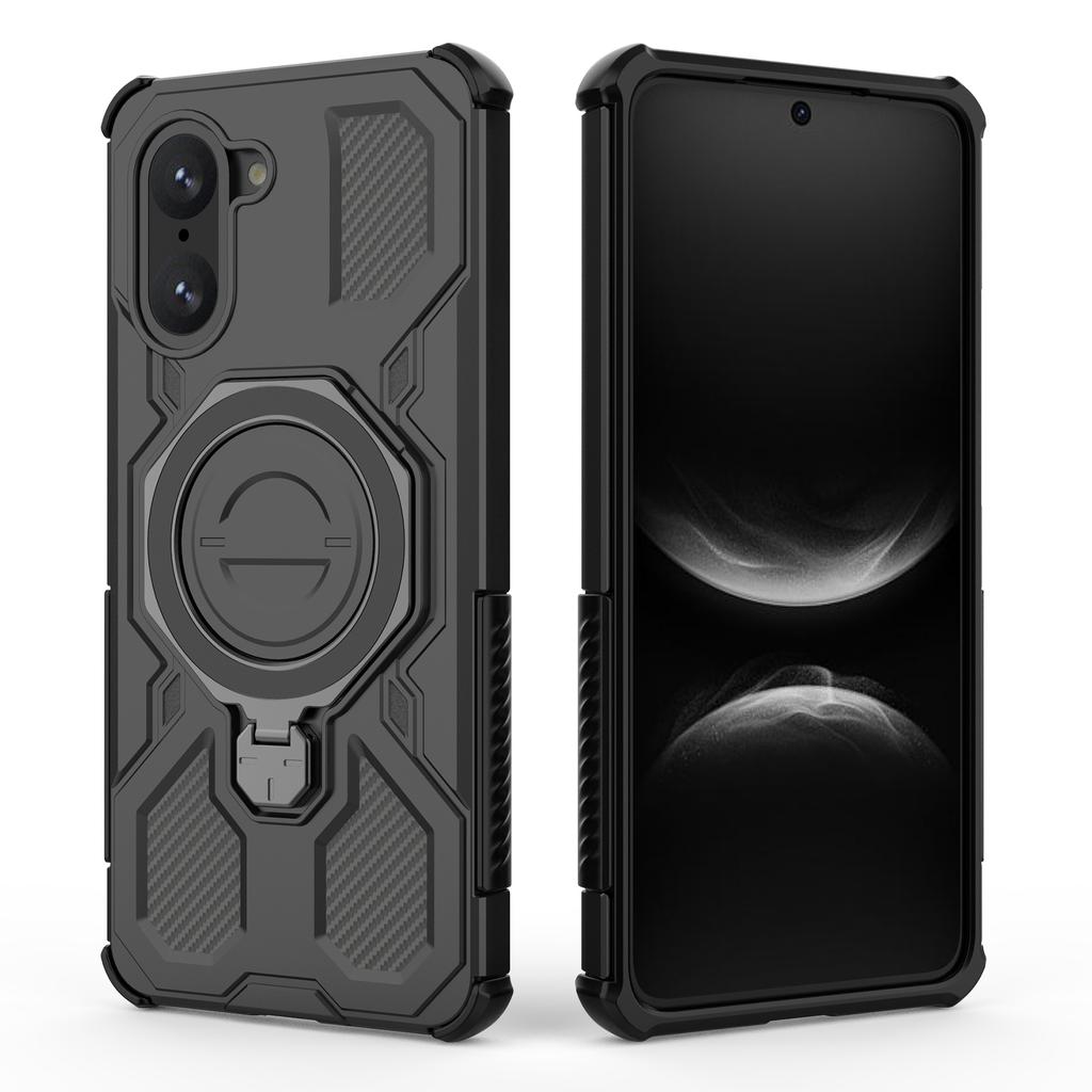 Für OnePlus Nord CE 5G/Ace 5 Racing 5G Magnetische Hülle Drehbarer Metall-Aufsteller PC+TPU Handy-Rückseite