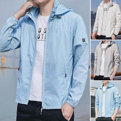 Sun Protection Coat Solid Color Long Sleeve Breathable Hooded Loose Anti-UV Summer Zipper Quick Dry Jacket for Outdoor