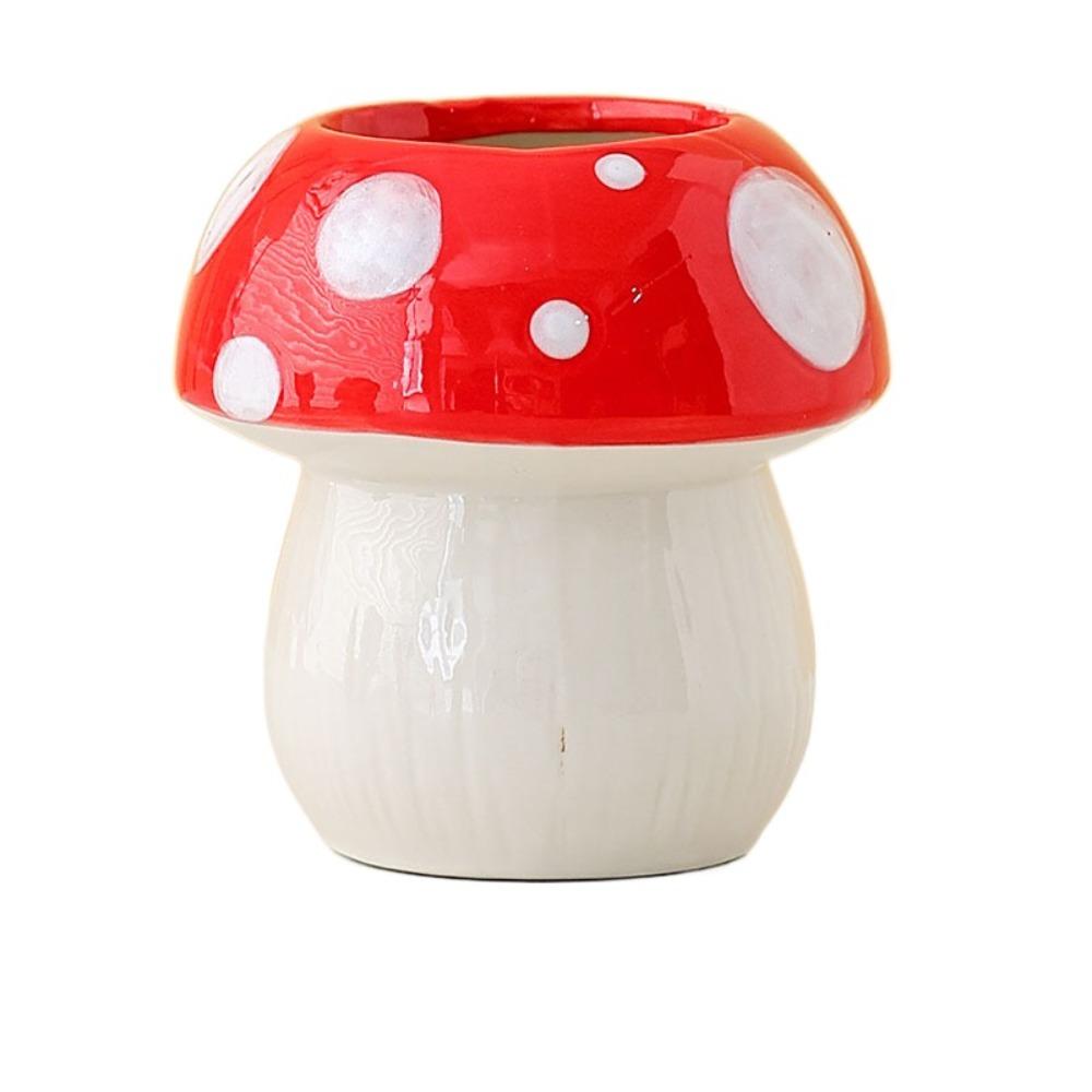 Aesthetic Cartoon Mushroom Pencil Holder Girly Multifunction Makeup Brush Storage Ceramic Cute Pen Container Pot Girl