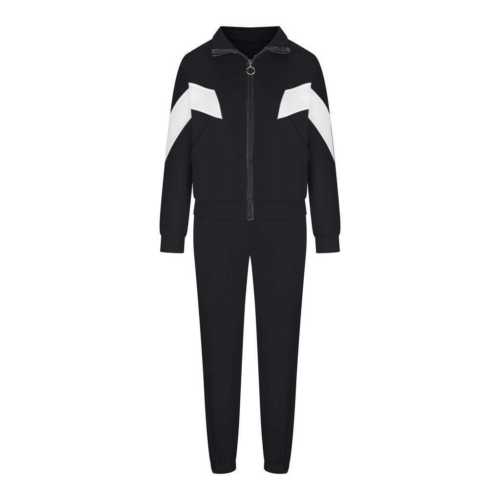 Damen Herbst und Winter Europäischer und Amerikanischer Langarm Freizeit Sportanzug 2-teiliges Set