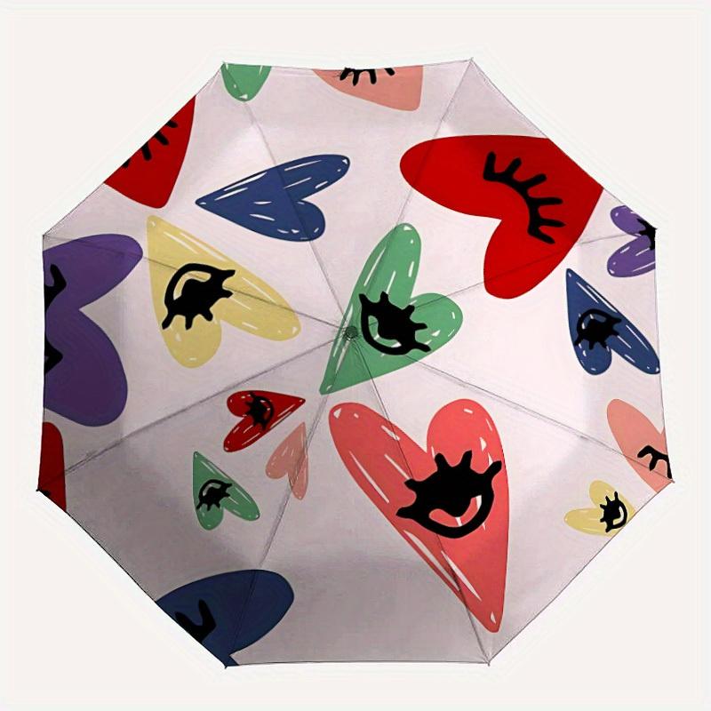 

1pc Heart Pattern Automatic Open/close, All-Season Portable Folding Umbrella for Friends, Travel, Everyday yy250812130