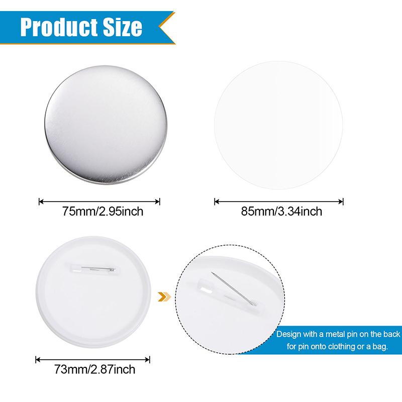 120/200/500 Sets Blank Badge Pin Button Maker Parts Material Supplies 25mm 32mm 37mm 44mm 50mm 58mm 75mm DIY Buttons Making