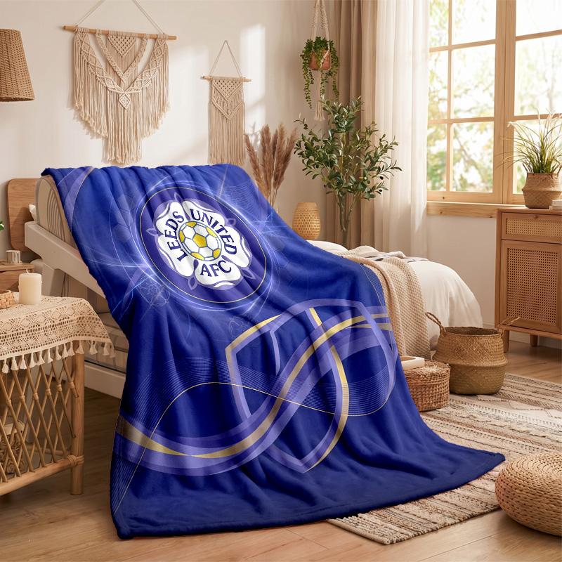 Leeds United Football Print Flannel Blanket Soft Warm Sofa Bed Throw Blanket For Home Office Bedroom