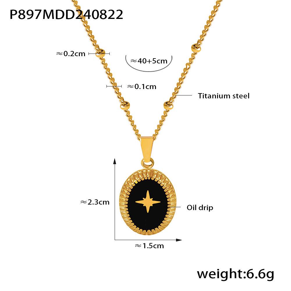 18k Gold Plated Titanium Starburst Cross Pendant Necklace for Women - European & American Light Luxury Jewelry