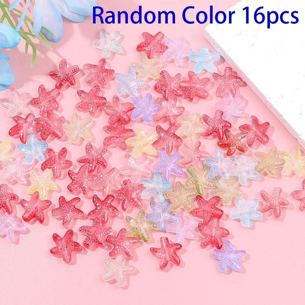 8/16/32pcs Glass Material Starfish Zhuhai Ocean Style Decoration Zhuhai Ocean Animal Beads Fashion Multi functional Personalized Decoration