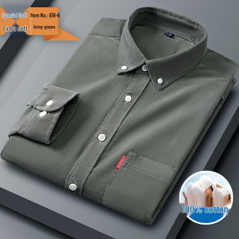 Men's Trendy Long-Sleeve Corduroy Shirt for Fall/Winter - Multi-color Casual Fashion