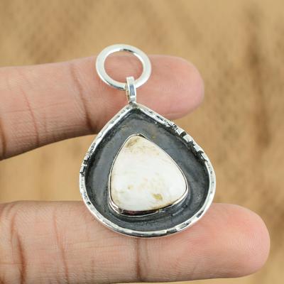 Natural Scolecite Gemstone Pendant Handmade 925 Sterling Silver Indian Jewelry