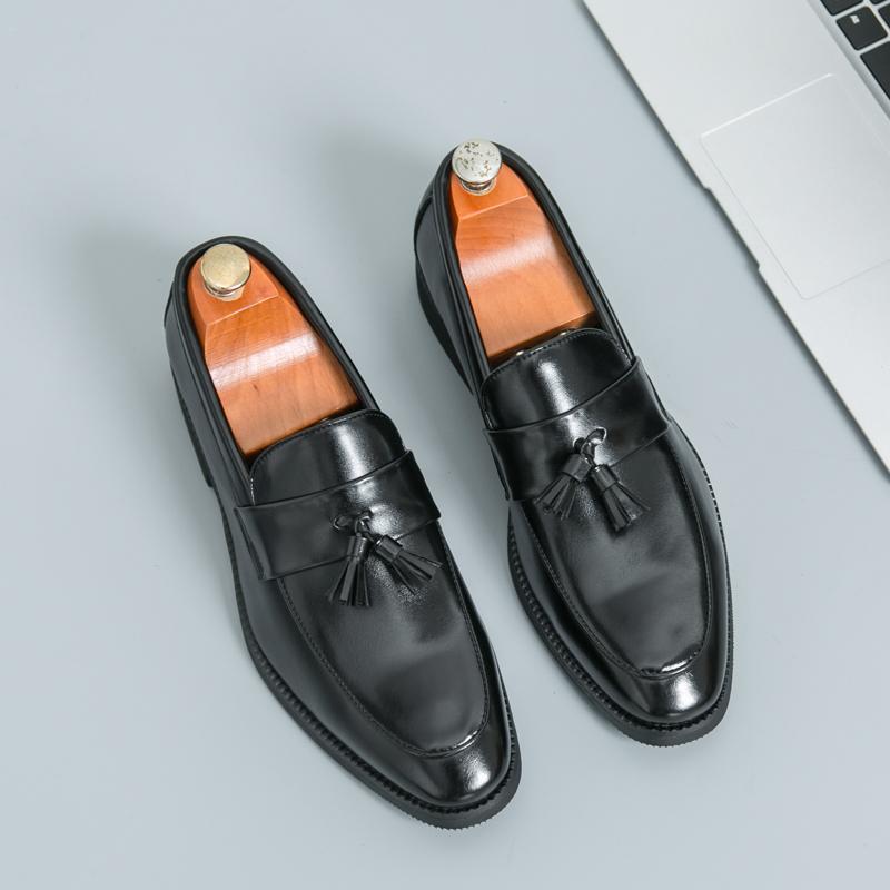 

Social Dress Shoes Man High Quality Formal Shoes Men Office Tassel Block Shoes For Men Loafers Casual Leather Men S Italian Shoe 46