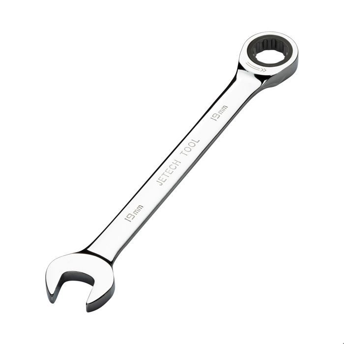 Clé mixte à cliquet - JETECH - 19mm - Acier chrome vanadium - Finition polie - Mécanisme à cliquet