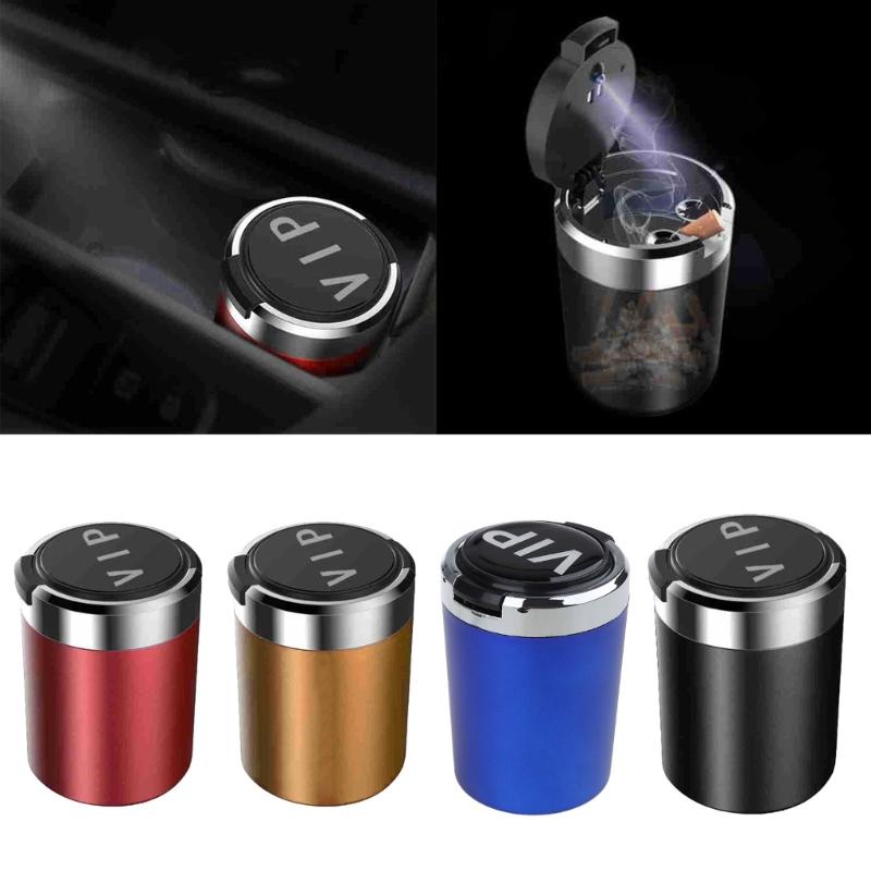 Compact Smokeless Ashtray Detachable Car Cigarette Ashtray with LED Light Car Trash Can for Most Car Cup Holder