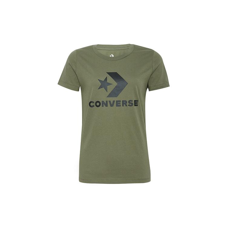 (WMNS) Converse Classic Logo Printing Short Sleeve Grass Green Women s 10009152-A13 S