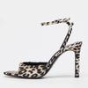 Fashion Fashion Leopard Print Round Toe Design High-heel Sandals Women Sexy Open-toe Ankle Strap Buckle Pumps Elegant Banquet Dress Shoe