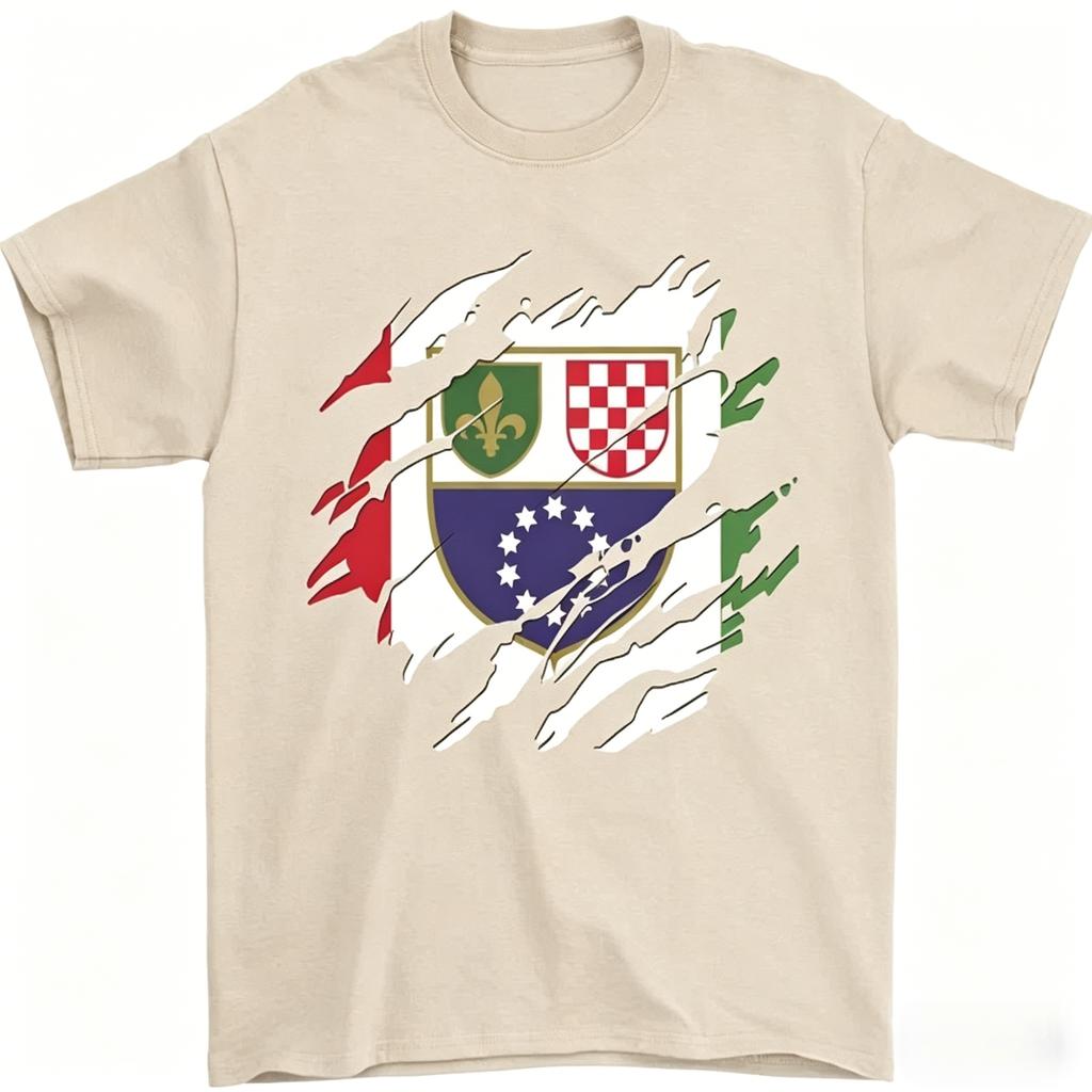 Hot Trending Torn Bosnia and Herzegovina Flag Day Football TShirt Design Preview Only Tshirt 2026 Unisexs Womens Cotton Tshirt