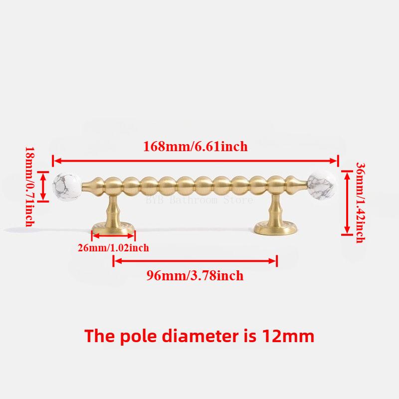 Nordic Art Handle/Natural Crystal +Brass Cabinet Handle and Knob T Bar Bedroom Door Handle Drawer Knobs for Furniture Hardware