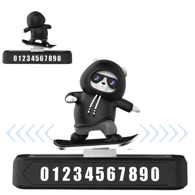 Car Temporary Parking Phone Number Plate with Sliding Bear Dashboard Ornament