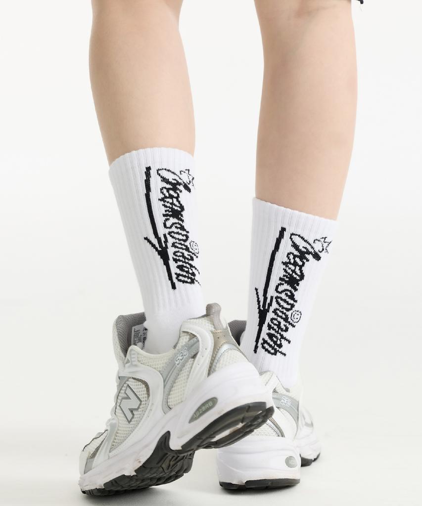 CREAM SODA LAB Cream Soda Lettering Socks White