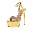 Sexy Model Show Sexy Gold Super High Heels Platform Sandals for Women Fashion Sequined Open Toe Wedding Banquet Stiletto Shoes