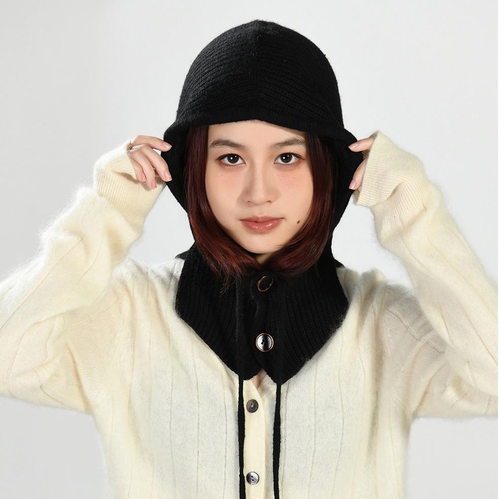 Big head friendly straps, button-up balaclava hat, autumn and winter ear protection, headgear, warm and windproof pullover hat.