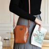 Waxed Leather Small Handbag for Women, Korean Style New Single Shoulder Crossbody Bag, Fashionable Women's Bag, Mobile Phone Bag