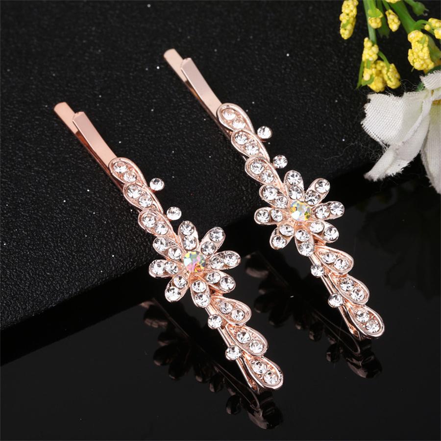 New Rhinestone Word Clip Hair Accessories Women's Side Clip Flower Bangs Clip Crystal Head Ornament Jewelry Korean