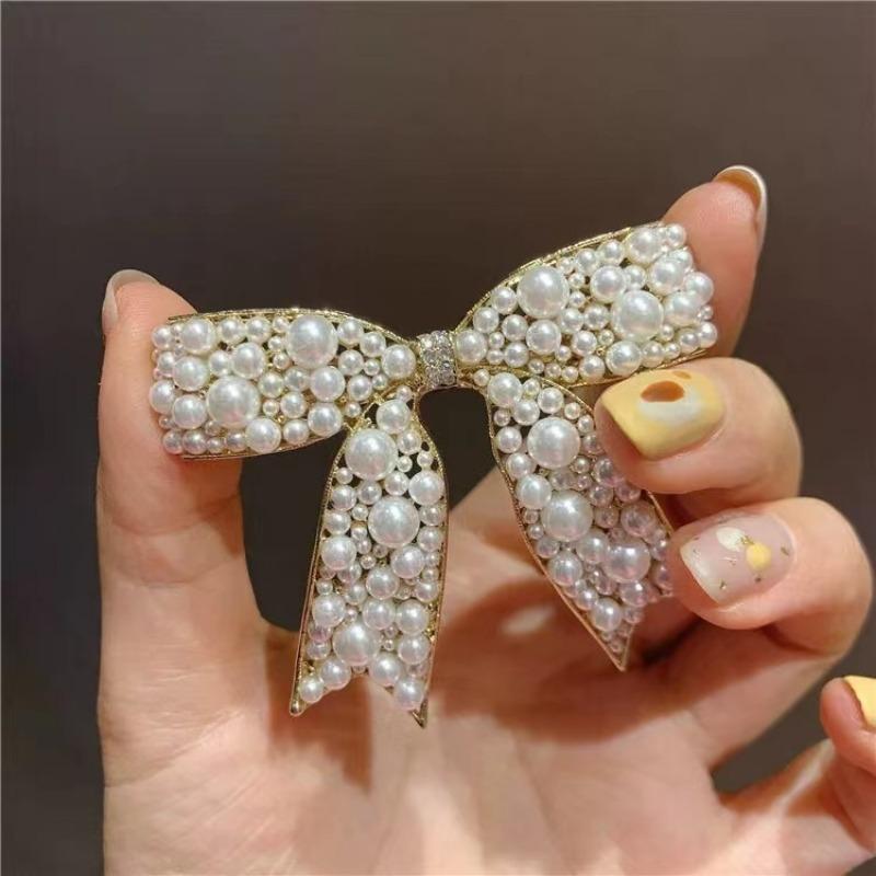 New Korean Sweet Simulated Pearl Bowknot Hairpins Barrettes For Women Fashion Hair Accessories Hair Clips