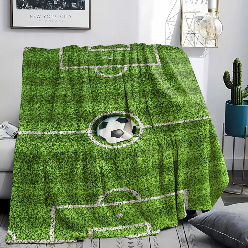 1Pc Basketball Soccer Print Flannel Blanket, High Quality Comfortable for All Seasons, Home Decor, Warmth and Comfort, Perfect for Christmas Gifts