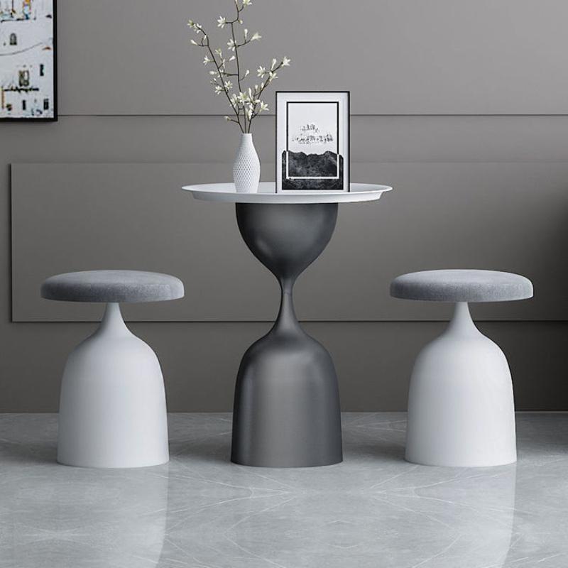 1pc Nordic Designer Backless Living Room Single Chair, Indoor Tea Table Backless Leisure Chair, Metal Material