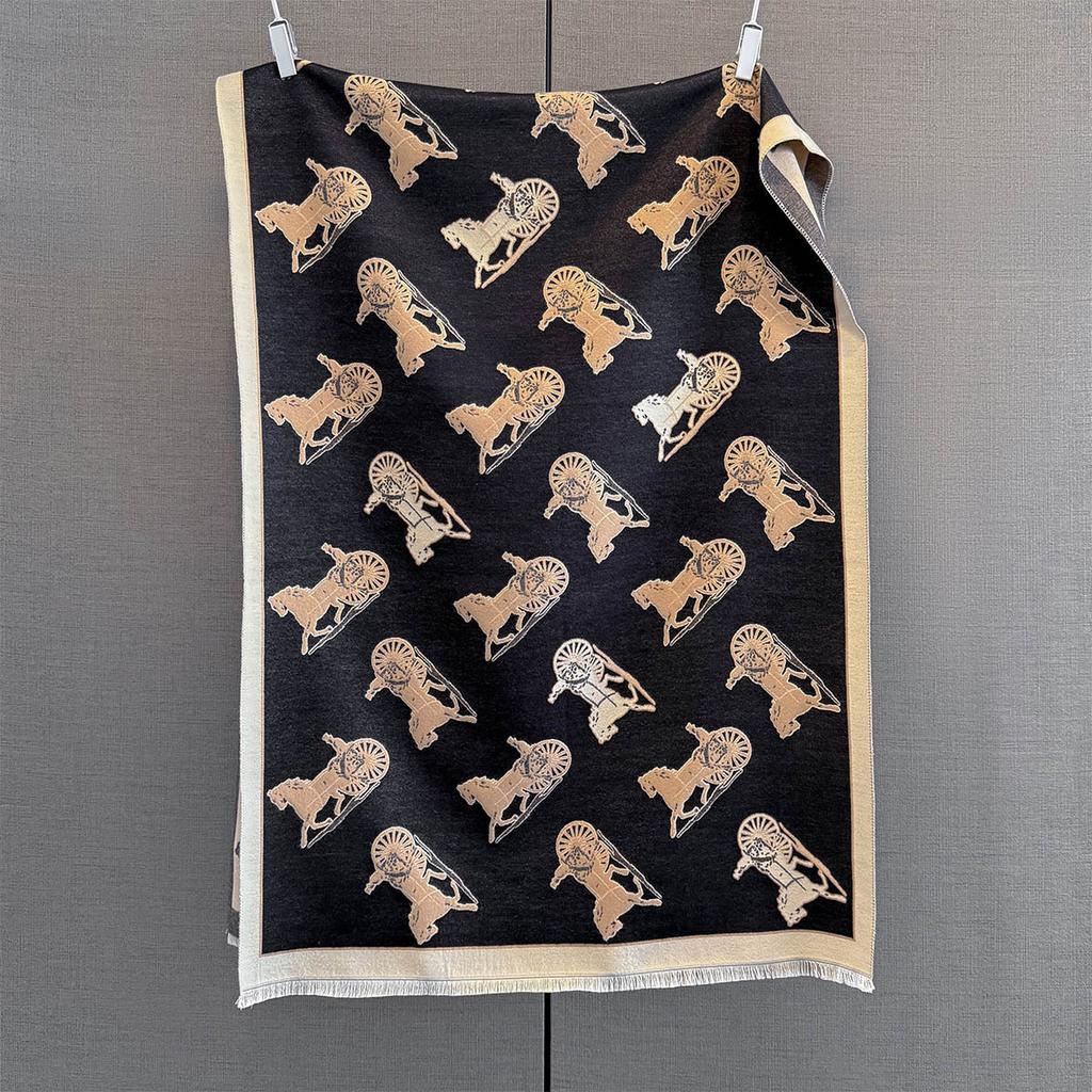 Autumn and winter new retro carriage printed scarf niche autumn imitation cashmere outer neck protection scarf shawl