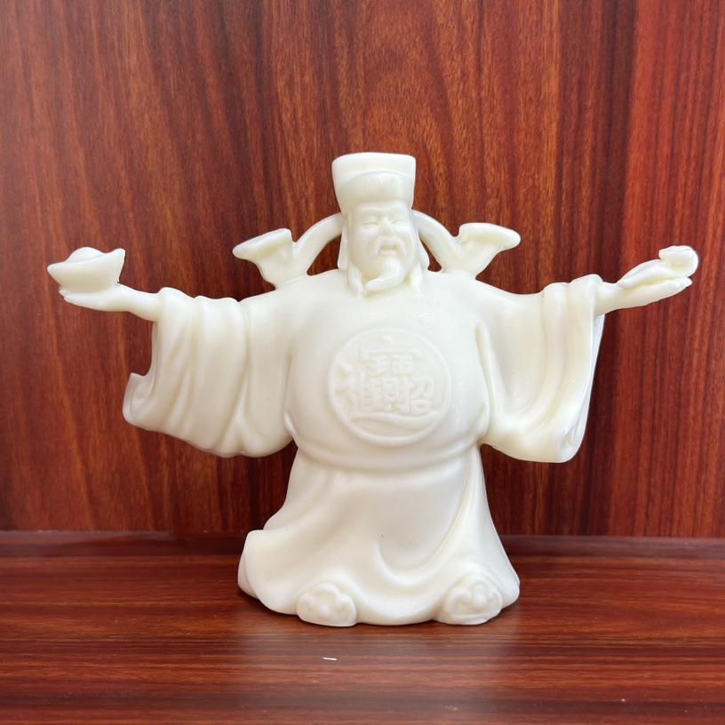 Ivory Nut Carving God of Wealth Ornament for Office or Tea Table Decoration 16x14