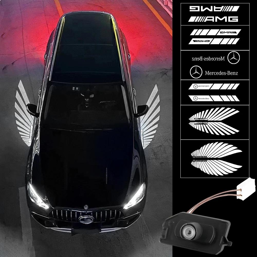 For Mercedes Benz 2PCS LED Angel Wings Car Atmosphere Welcome Light Auto Projector Rearview Mirror Carpet Lamp for Mercedes Benz