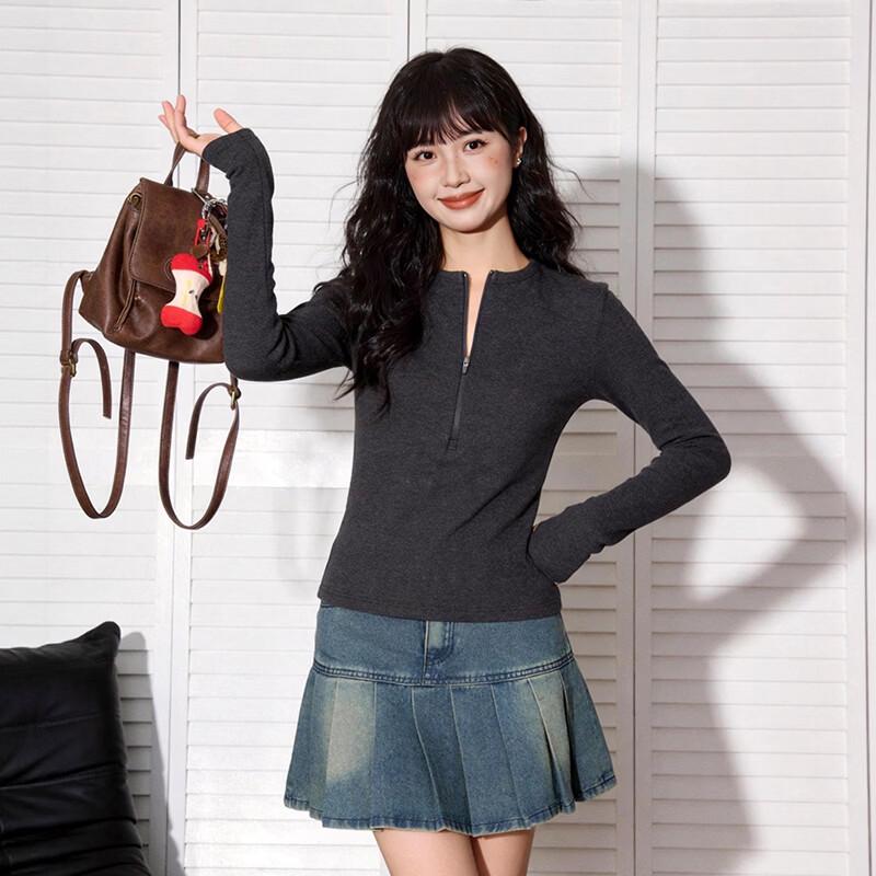 TonLion Women's Long-Sleeve Slim-Fit Basic Crew-Neck Tee