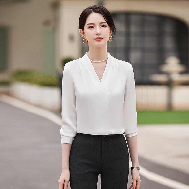 Women's V-Neck Chiffon Professional Blouse